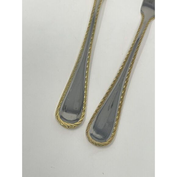 Oneida GOLDEN BELMONT Stainless Rope Edge Gold Butter Spreader Sugar Shell Spoon - Picture 4 of 7